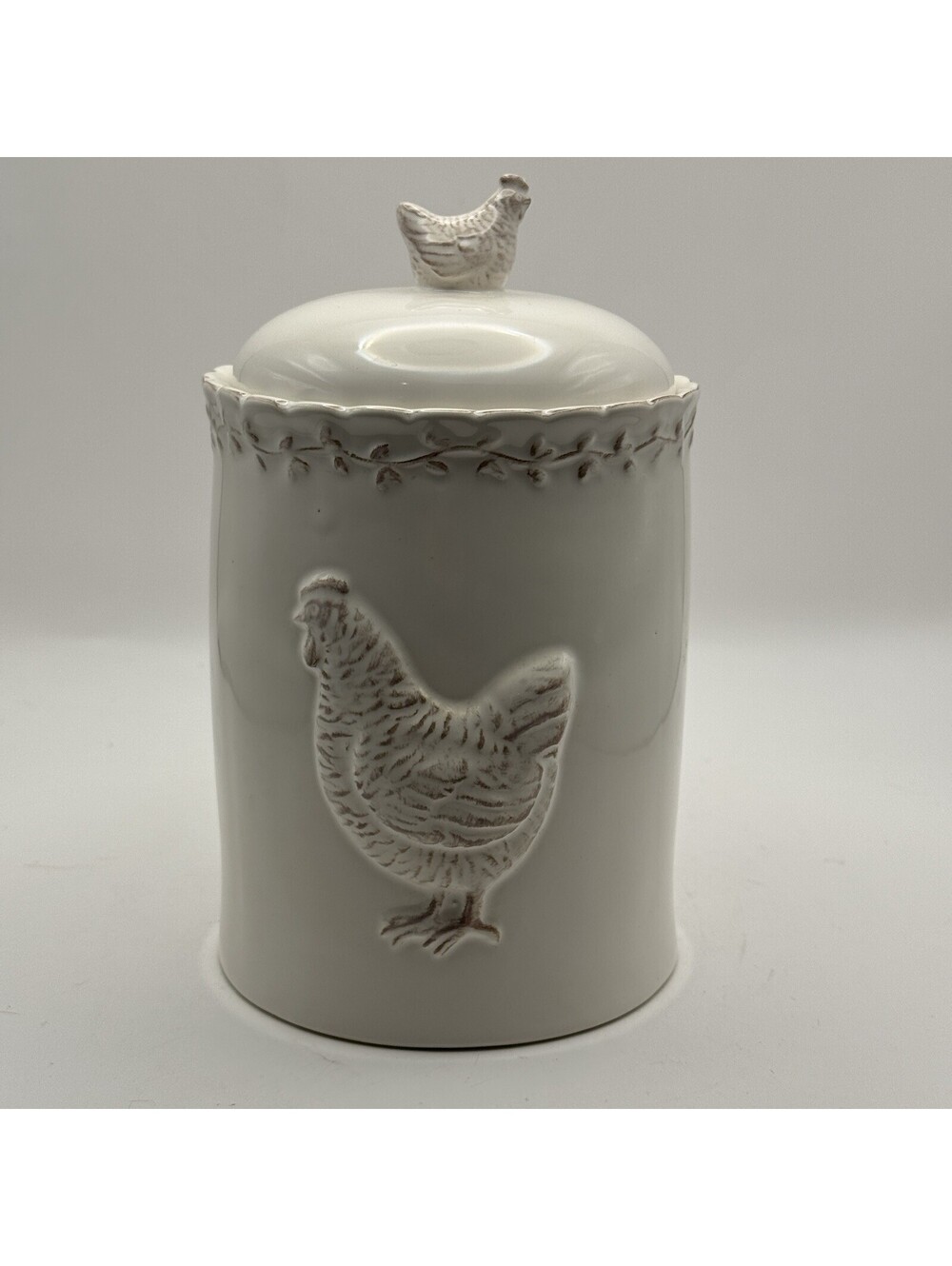 Pfaltzgraff Antiqued Hen Ceramic Canister Rustic Country Discontinued Farmhouse